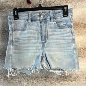 American Eagle Outfitters Blue Jean Shorts High-Waisted Frayed Hem 6